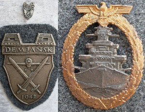 Demjanskschild 1942 und Flotten-Kriegsabzeichen – Militaria Orden Militaria Orden: Demjanskschild 1942 und Flotten-Kriegsabzeichen – Ankauf von Frontauszeichnungen und Sammlungen